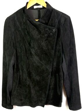 Jakett etc….Black Suede Drape Front Jacket -  Size L